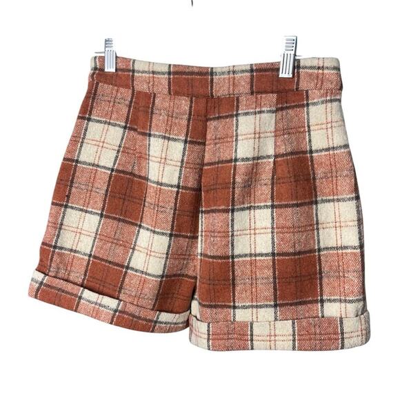 SAGE The Label Wool Plaid Cuffed Short Shorts, Academic, Taylor Swift Style, XS - Picture 5 of 10